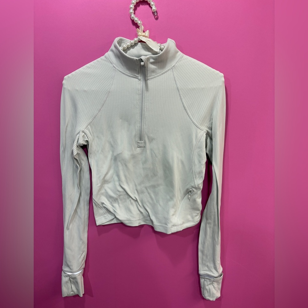 lululemon athletica White Long Sleeve Half-Zip Top - Picture 3 of 7